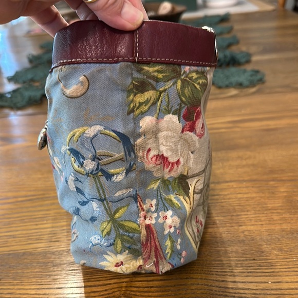 Brighton Jodi Reversible Wine Leather and Romantic French Toile Canvas Mini Bag - Picture 6 of 15